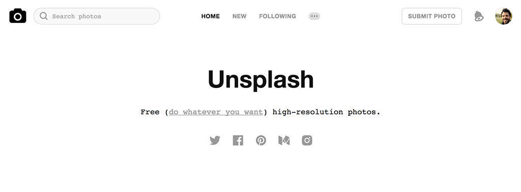 Screenshot Unsplash